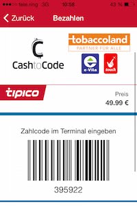 Barcode Tipico Pay Applikation