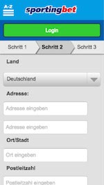 Account registrieren bei Sportingbet Applikation