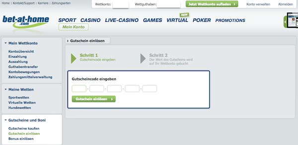 Wie löse ich den 5 Euro Bet-at-home Gutschein ein?