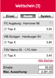 33. Spieltag Tipico Kombiwetten 
