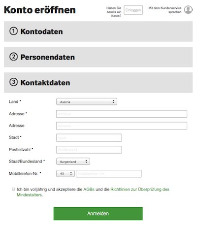 Betway Kontaktdaten angeben