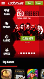 Startbildschirm der Ladbrokes App