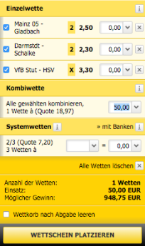 Interwetten Wettschein Screenshot Spieltag 19 Bundesliga