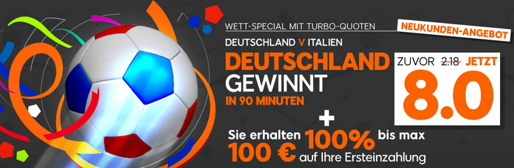 turboquote von 888sport für Deutschland gegen Italien EM 2016