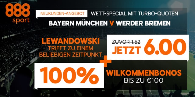 lewandowski trifft gegen Werder 888sport wettaktion