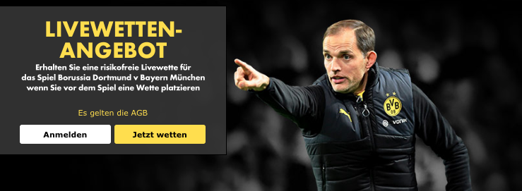 risikolose gratis Livewette für Dortmund Bayern 2016 bei Bet365