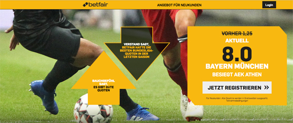 Betfair Quotenboost Bayern Athen