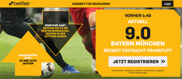 Quotenboost Wette Bayern gegen Frankfurt Wette