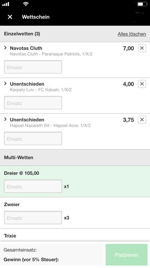 Betway App Wettschein Beispiel