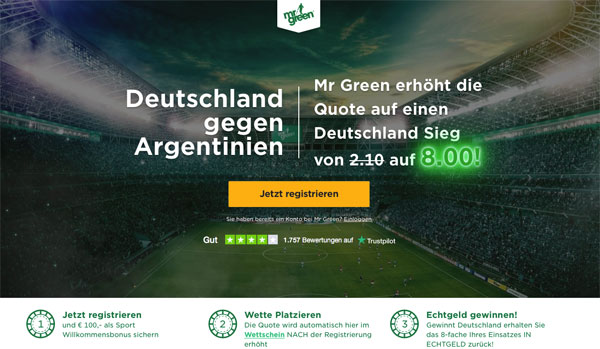 Mr Green Wette Deutschland Argentinien