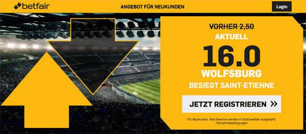 Betfair Wette Wolfsburg Sieg