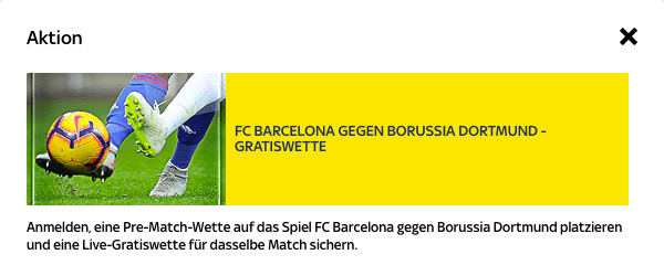 Skybet live wetten gratis auf barca bvb bei Skybet