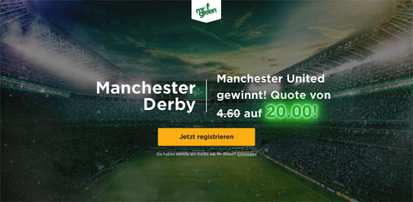 Manchester Derby Mr Green Wette United City