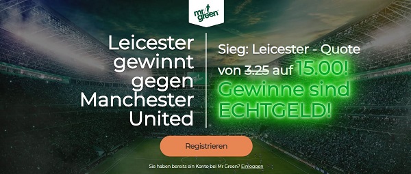 mr green wette quotenboost leicester manunited