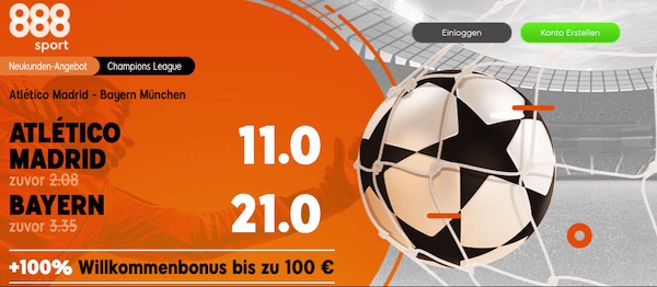 Quotenboost 888sport Atletico Bayern