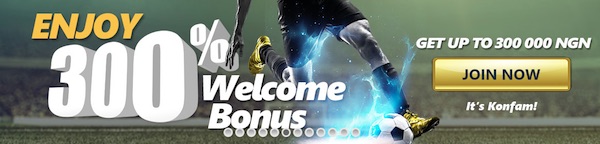 Konfambet 300 percent bonus for new customers