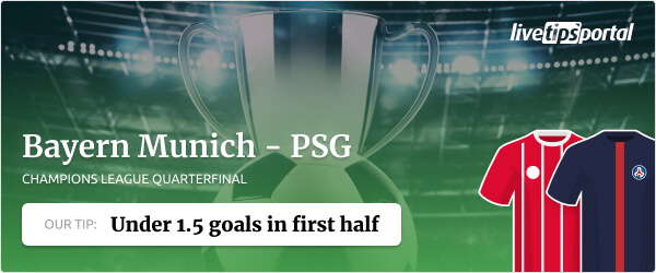 Betting tip for the CL quarterfinal game Bayern vs PSG