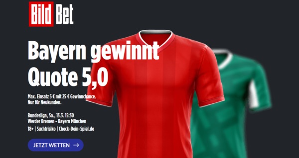 Quotenboost auf Bayern gewinnt gegen Bremen