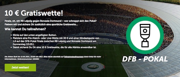 ComeOn Freebet Promo zum DFB-Pokal-Finale 2021