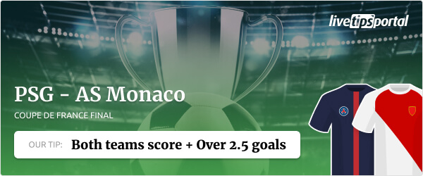 Coupe de France 2021 final PSG vs Monaco betting tip