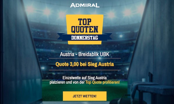 Mit verbesserten Quoten bei Admiral wetten!