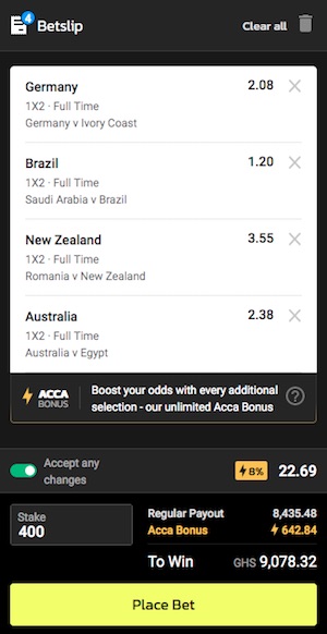 BetFox Ghana Bet Slip Acca Bonus