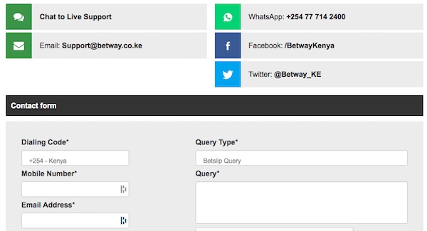 Betway Kenya support