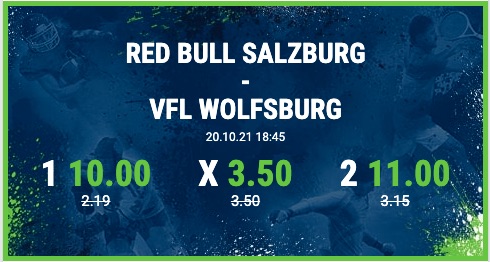 Wette mit Quote 10.0 auf einen Sieg von Salzburg vs Wolfsburg