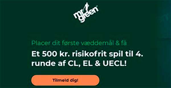 Mr Green risikofrit 4. runde Champions League Europa League Europa Conference League Røde Stjerne - FC Midtjylland odds