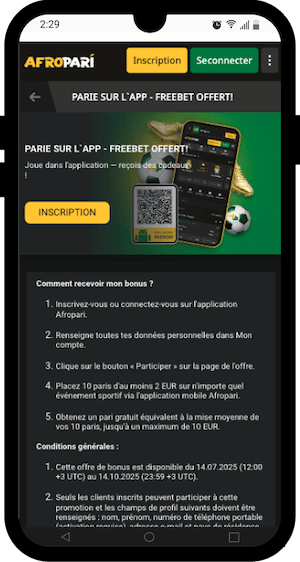 promo afropari sur app