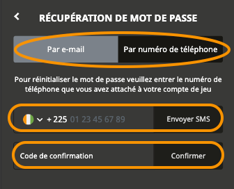 creer un nouveau mot de passe sur afropari