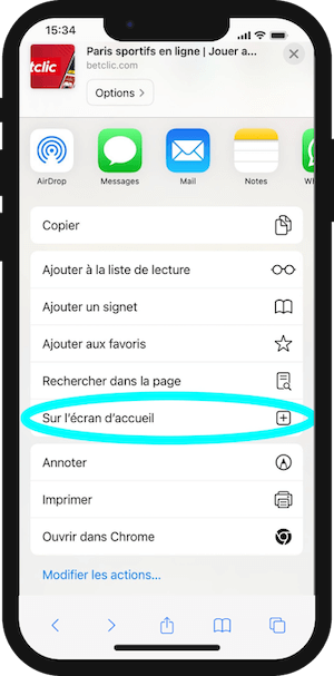 enregistrer un site mobile sur fond d ecran