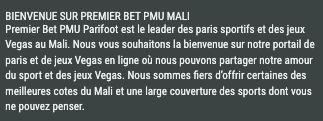premier bet mali bienvenue
