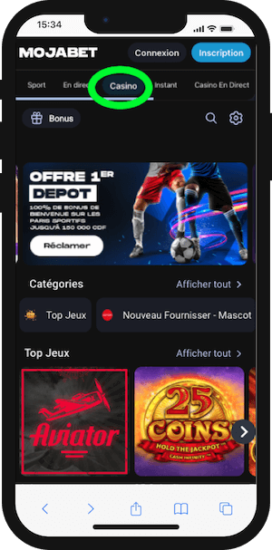 mojabet casino sur smartphone