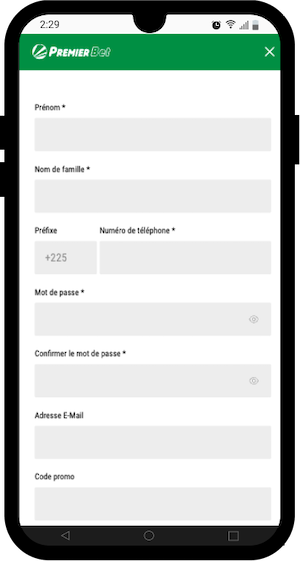 inscription premier bet sur telephone