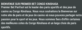 premier bet congo kinshasa bienvenue