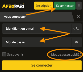 se connecter sur afropari