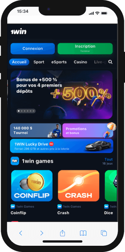 1win version mobile sur smartphone sans telechargement