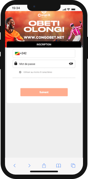 s inscrire sur congo bet depuis son telephone