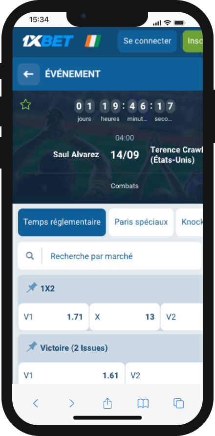 cotes pour parier sur alvarez vs crawford en boxe 