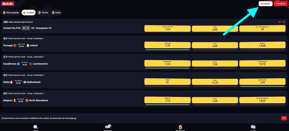 inscription betclic sur telephone