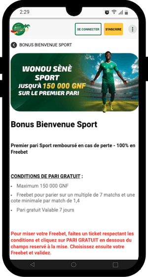 bonus lonaguibet de bienvenue sur smartphone