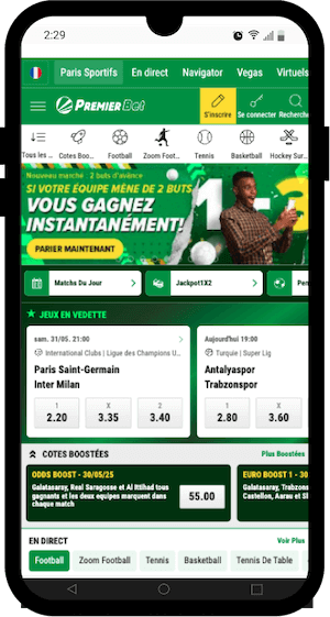 accueil premier bet sur mobile
