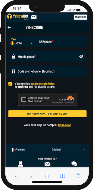 inscription yellowbet