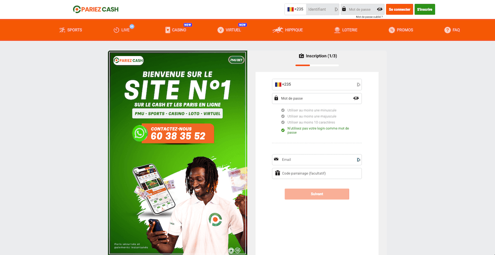 comment creer un compte pariez cash au tchad sur ordinateur