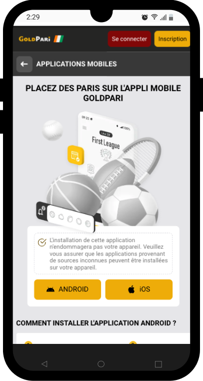 telecharger goldpari apk et app ios 