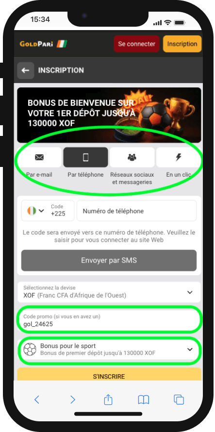 creer un compte goldpari avec code promo sur telephone avec livetipsportal
