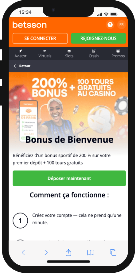 bonus betsson de bienvenue pour sport