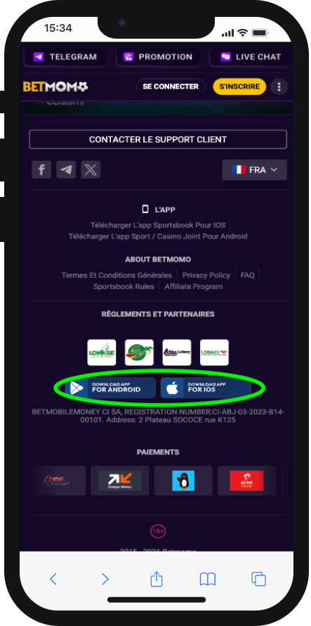 telecharger betmomo application