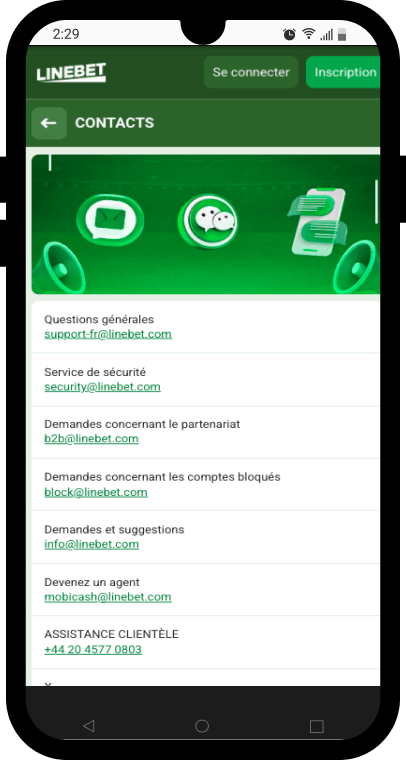comment contacter linebet